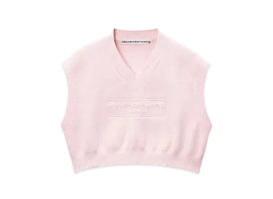 Alexander Wang Emboss Logo Rib Chenille Cropped Vest "Ballerina Pink"