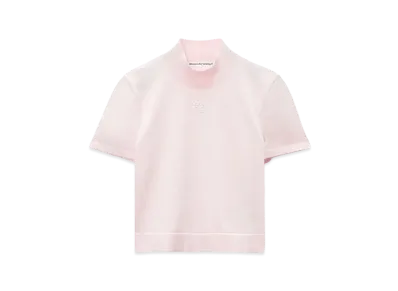 Alexander Wang Logo Short Sleeve Mockneck Top "Ballerina Pink"