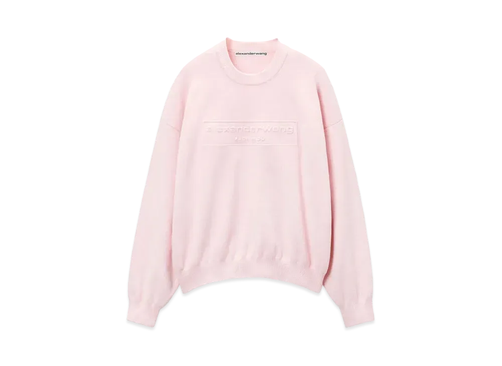 Alexander Wang Emboss Logo Rib Chenille Pullover "Ballerina Pink"