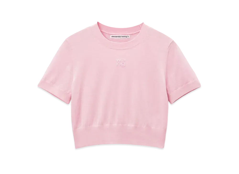 Alexander Wang Emboss Logo Superfine Merino Wool T-shirt "Pink Lace"