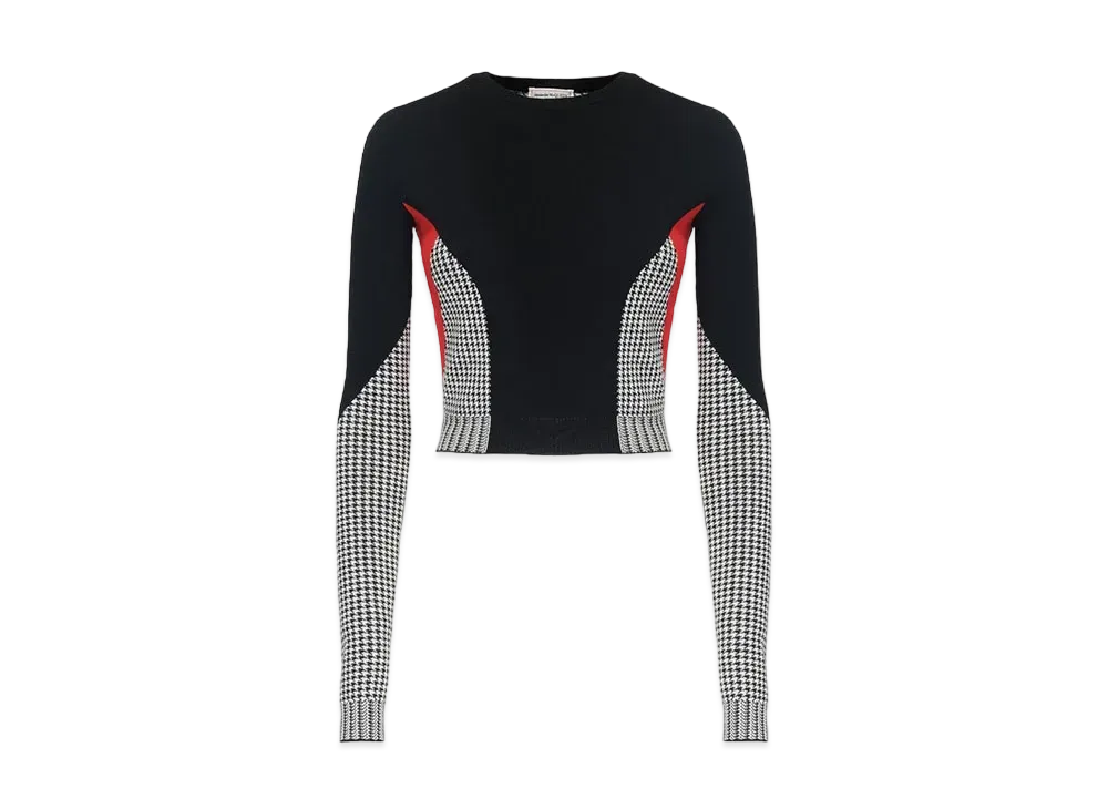 Alexander McQUEEN Dogtooth Colourblock Jumper "Black/White/Red"
