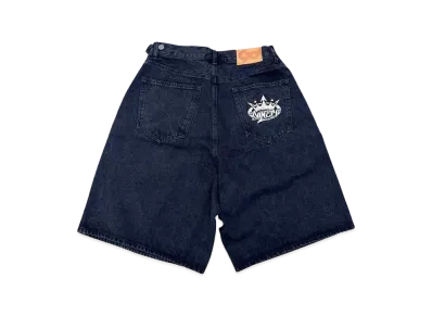 9090 Studs Double Knee Shorts "BLACK DENIM"