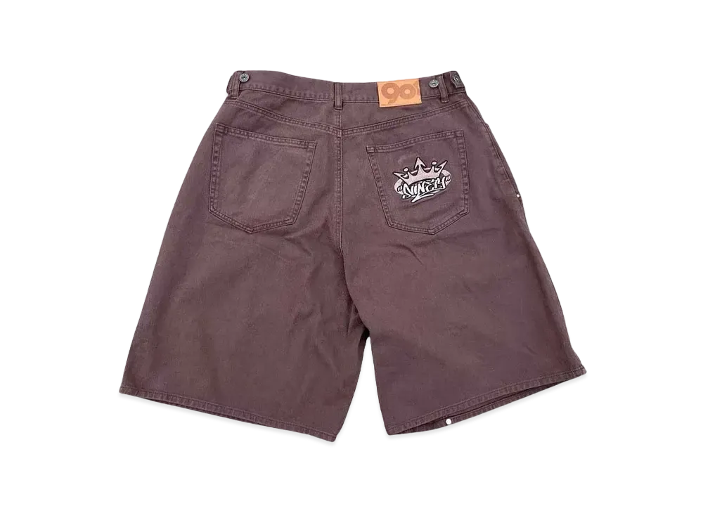 9090 Studs Double Knee Shorts "BROWN"