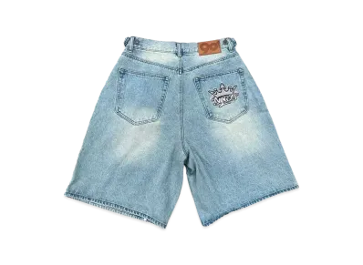 9090 Studs Double Knee Shorts "INDIGO DENIM"