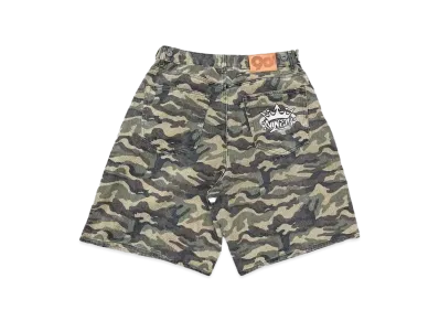 9090 Studs Double Knee Shorts "GREEN CAMO"