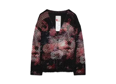 SEVESKIG Bouclé Six-Color Jacquard Knit Cardigan/Ver,VENTY "BLACK"