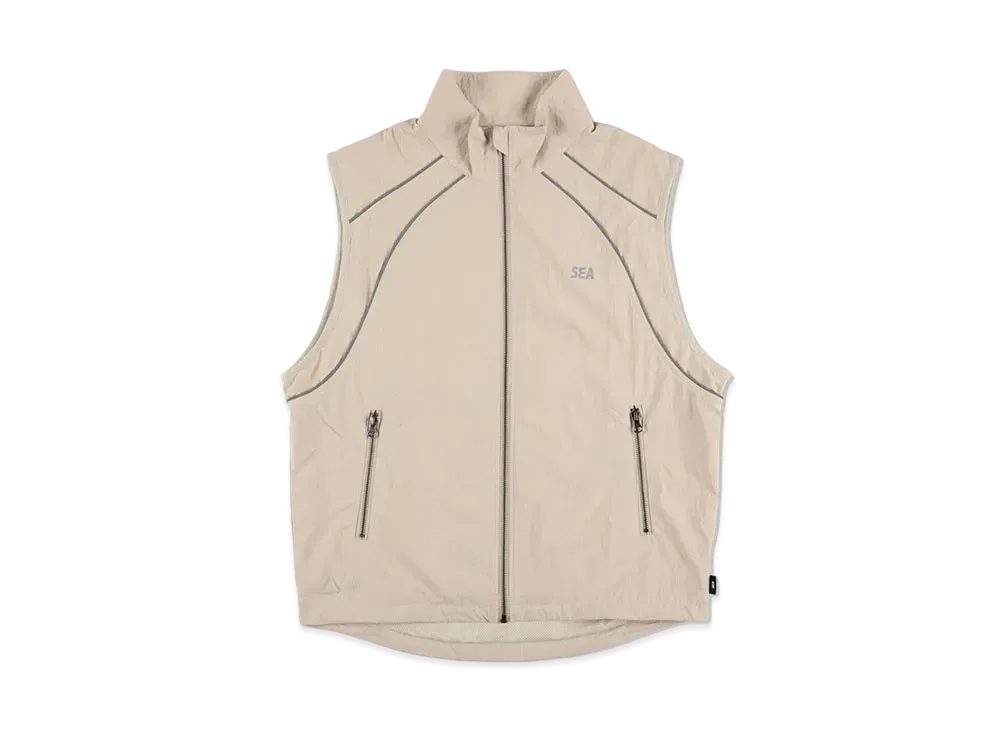 WIND AND SEA Reflective Piping Track Vest "Sand"