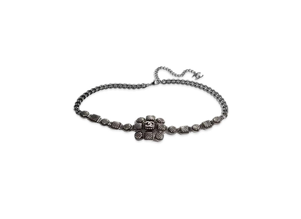 CHANEL Chain Belt Metal & Glass Ruthenium "Silver/Black"