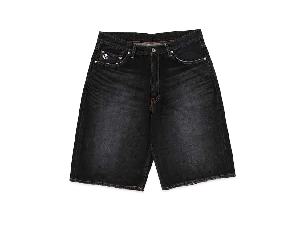 A BATHING APE College Relaxed Fit 13 Oz Denim Shorts "Black"