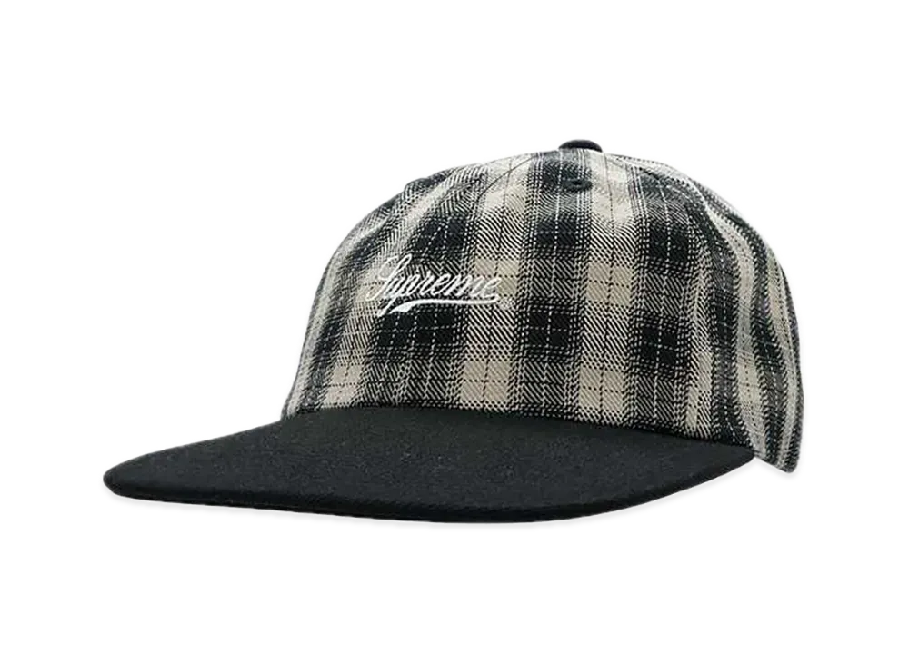 Supreme Script Logo 6-Panel "Black Plaid"
