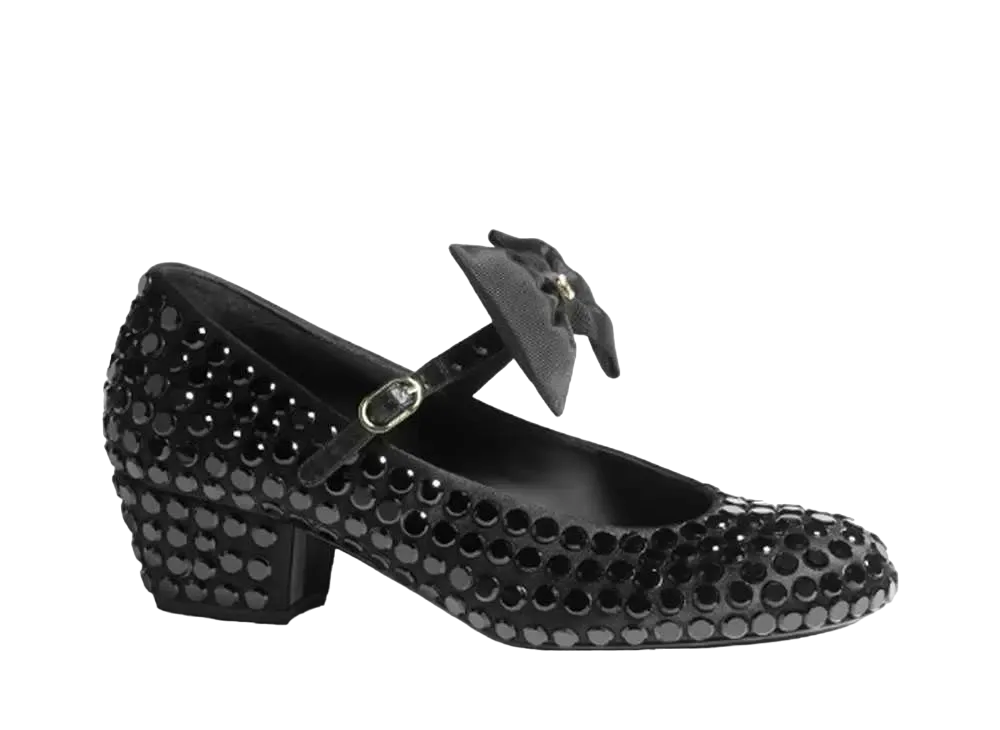 CHANEL WMNS Mary Janes Satin, Strass & Grosgrain "Black"