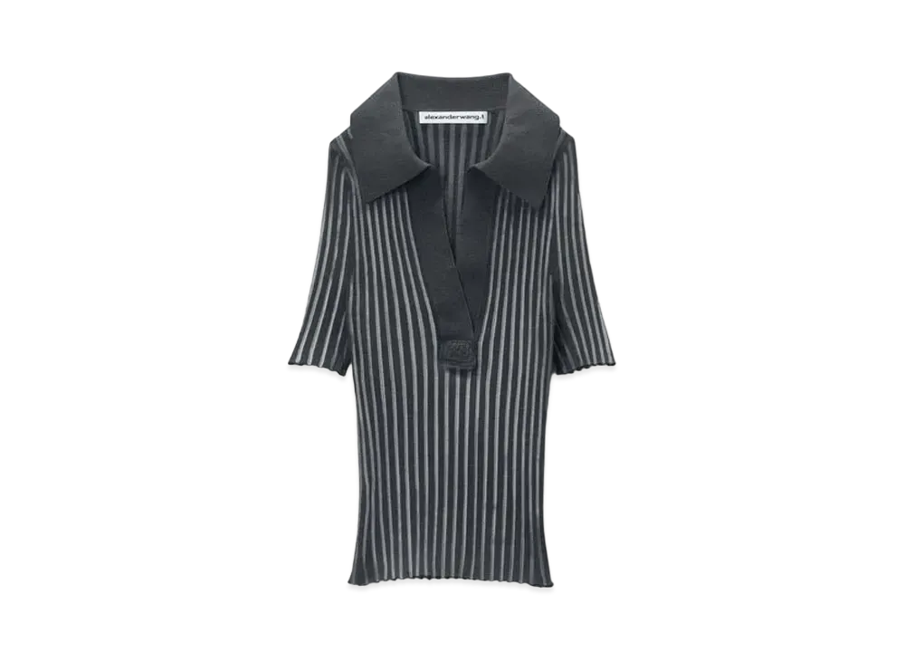 Alexander Wang Superfine Cotton Polo Pullover "Charcoal"