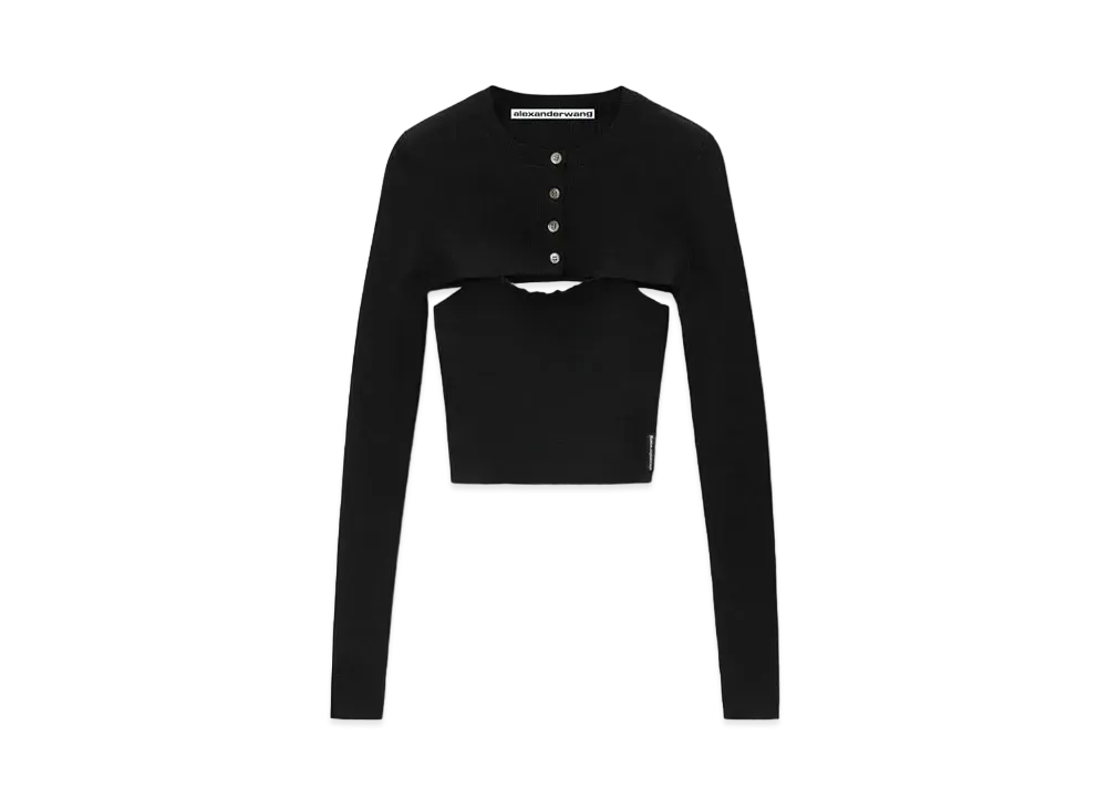 Alexander Wang Cropped Cardigan Twin Set "Black"