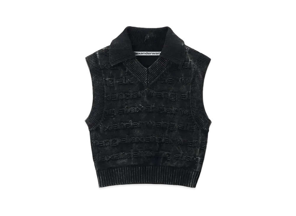 Alexander Wang 3D Logo Cotton Knit Vest "Acid Black/White"