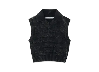 Alexander Wang 3D Logo Cotton Knit Vest "Acid Black/White"
