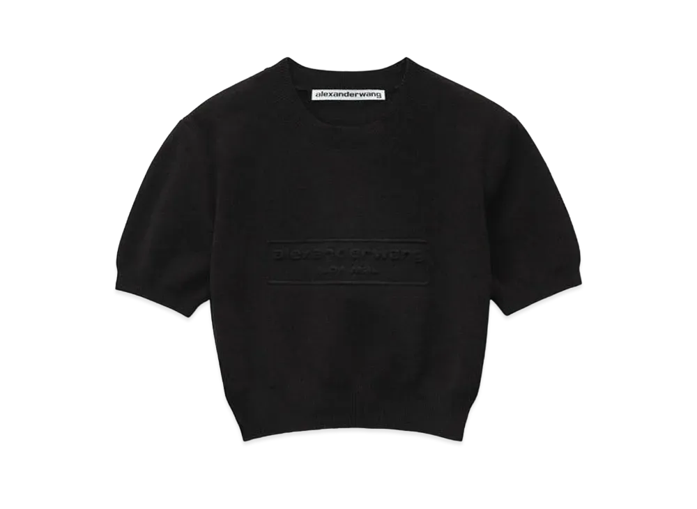 Alexander Wang Emboss Logo Rib Chenille Short Sleeve Pullover "Black"