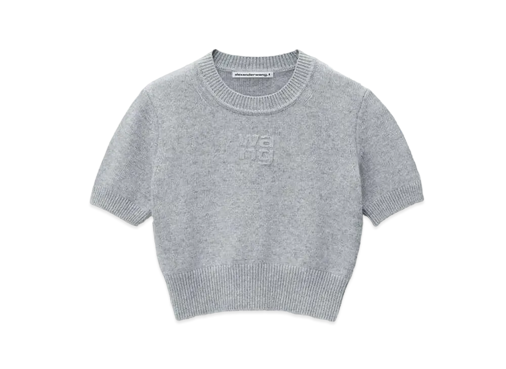 Alexander Wang Short Sleeve Cropped Pullover "Heather Gray"