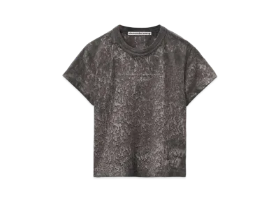 Alexander Wang Emboss Logo Splatter Wash Cotton T-shirt "Steel Grey Splatter"