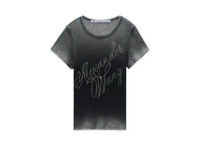 Alexander Wang Crystal Hotfix Rib Jersey T-shirt "Washed Ash"