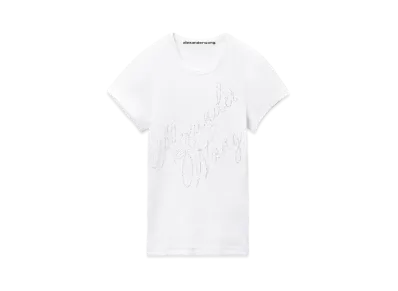 Alexander Wang Crystal Hotfix Rib Jersey T-shirt "White"