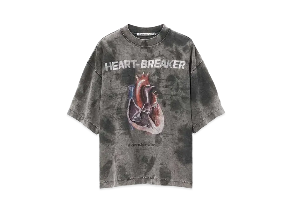 Alexander Wang Heartbreaker Cotton Jersey Graphic Print T-shirt "Storm Bleach Out"