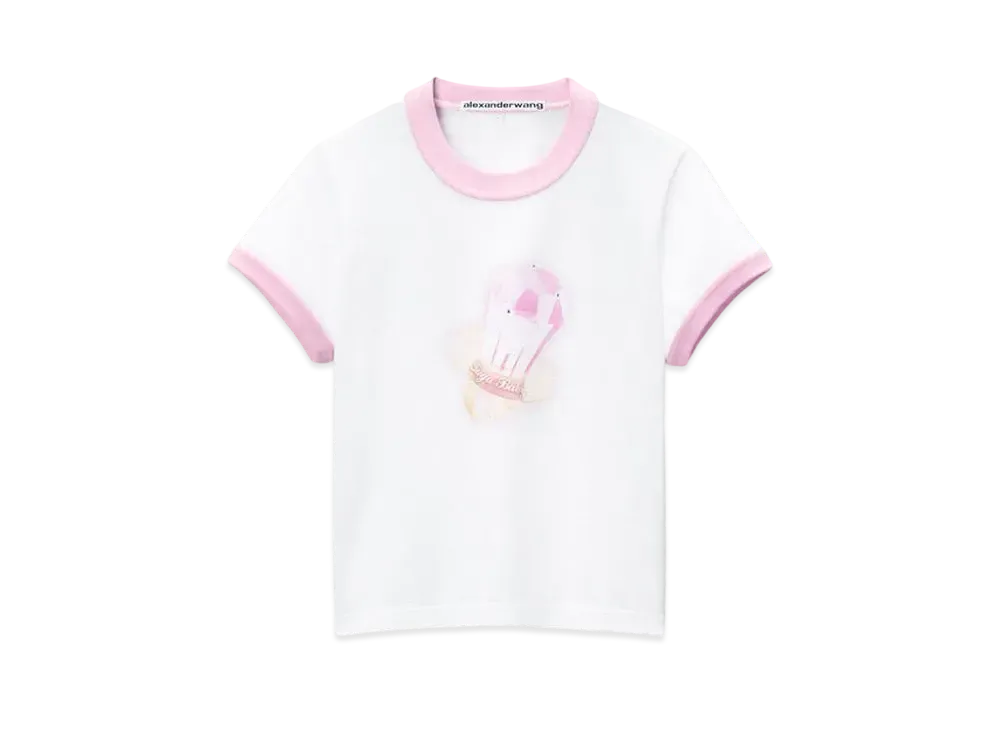 Alexander Wang Sugar Baby Cotton Jersey Ringer T-shirt "White/Pink"