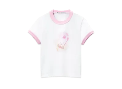 Alexander Wang Sugar Baby Cotton Jersey Ringer T-shirt "White/Pink"