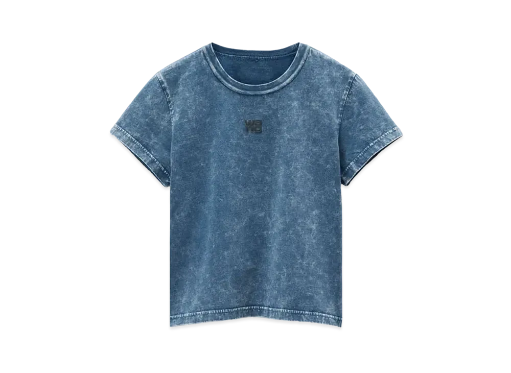 Alexander Wang Essential Logo Organic Cotton Shrunken Short Sleeve T-Shirt "Acid Black Ice"