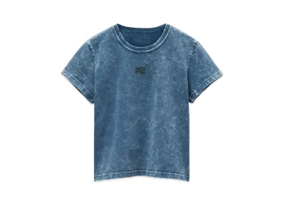 Alexander Wang Essential Logo Organic Cotton Shrunken Short Sleeve T-Shirt "Acid Black Ice"