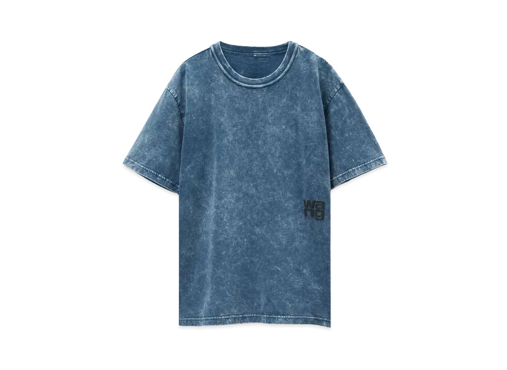 Alexander Wang Essential Logo Organic Cotton Short Sleeve T-Shirt "Acid Black Ice"