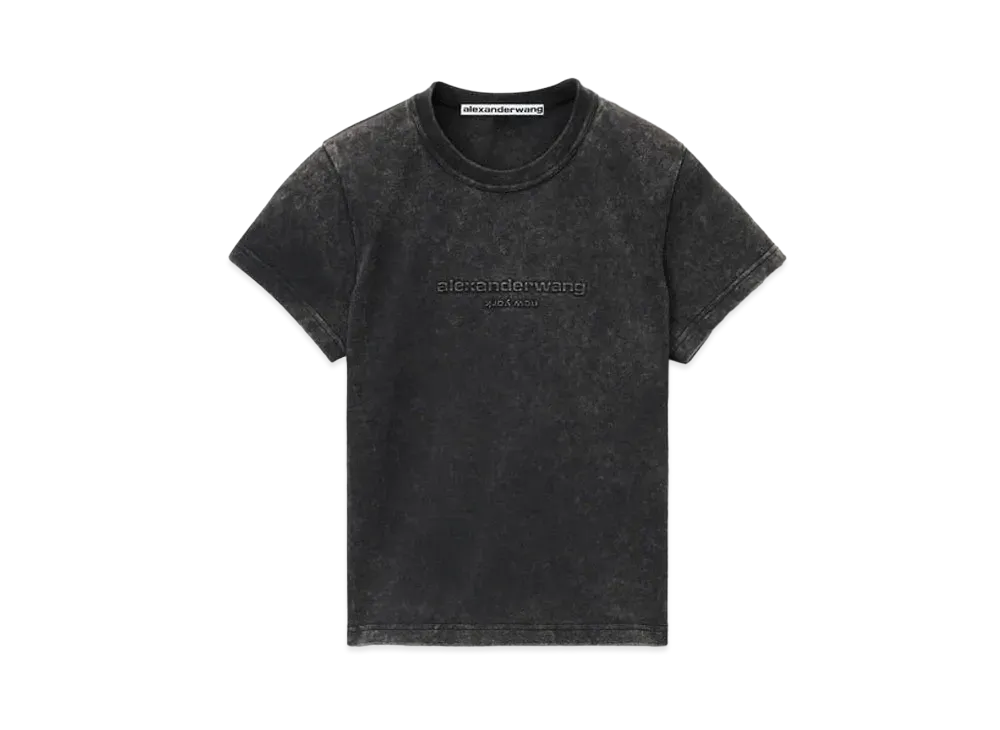 Alexander Wang Acid Wash Logo Emboss Shrunken T-shirt "Acid Black"