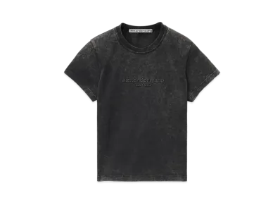 Alexander Wang Acid Wash Logo Emboss Shrunken T-shirt "Acid Black"