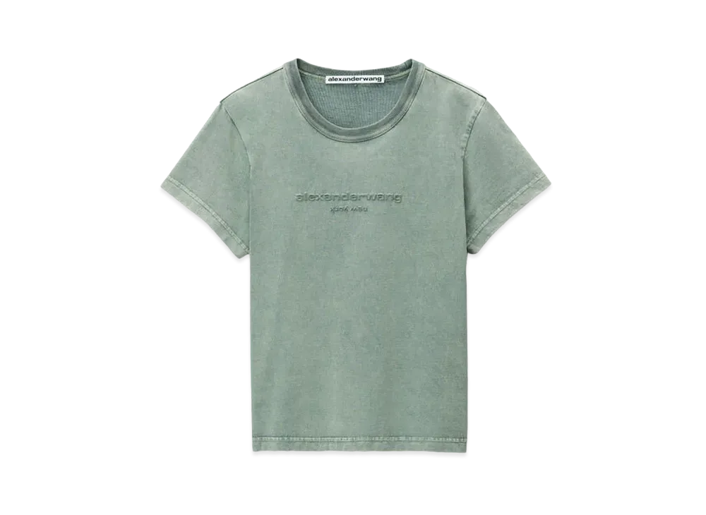 Alexander Wang Acid Wash Logo Emboss Shrunken T-shirt "Acid Smoke Green"