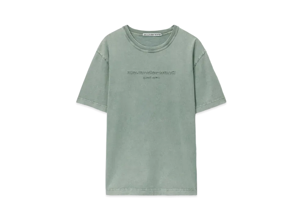 Alexander Wang Cotton Jersey Bicolor T-shirt "Acid Smoke Green"