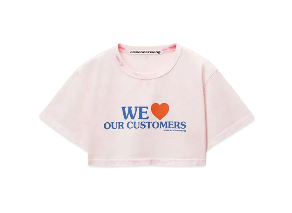 Alexander Wang Love Our Customers Cropped T-shirt "Pink Bleach"
