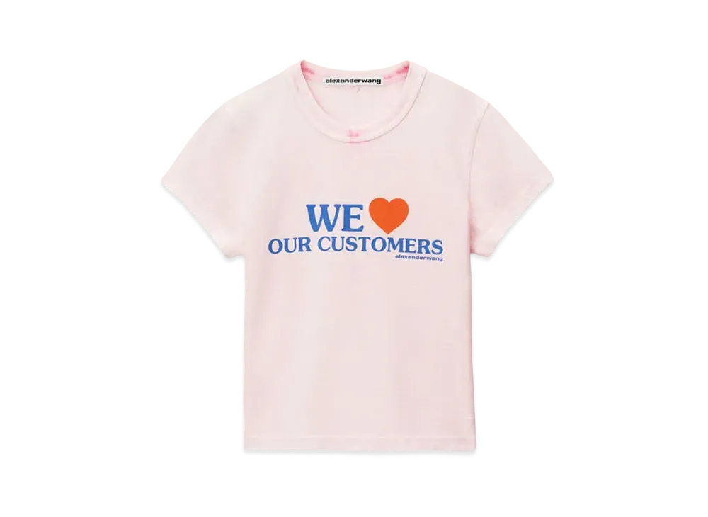 Alexander Wang Love Our Customers Shrunken T-shirt "Pink Bleach"