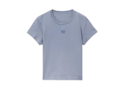 Alexander Wang Cotton Jersey Puff Logo Shrunken T-shirt "Soft Bluestone"