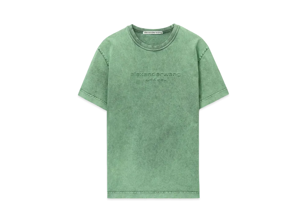 Alexander Wang Compact Jersey Emboss Logo T-shirt "Acid Fern"