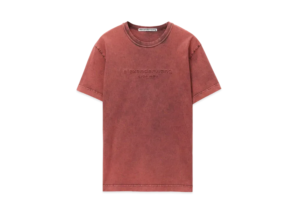 Alexander Wang Compact Jersey Emboss Logo T-shirt "Acid Apple"
