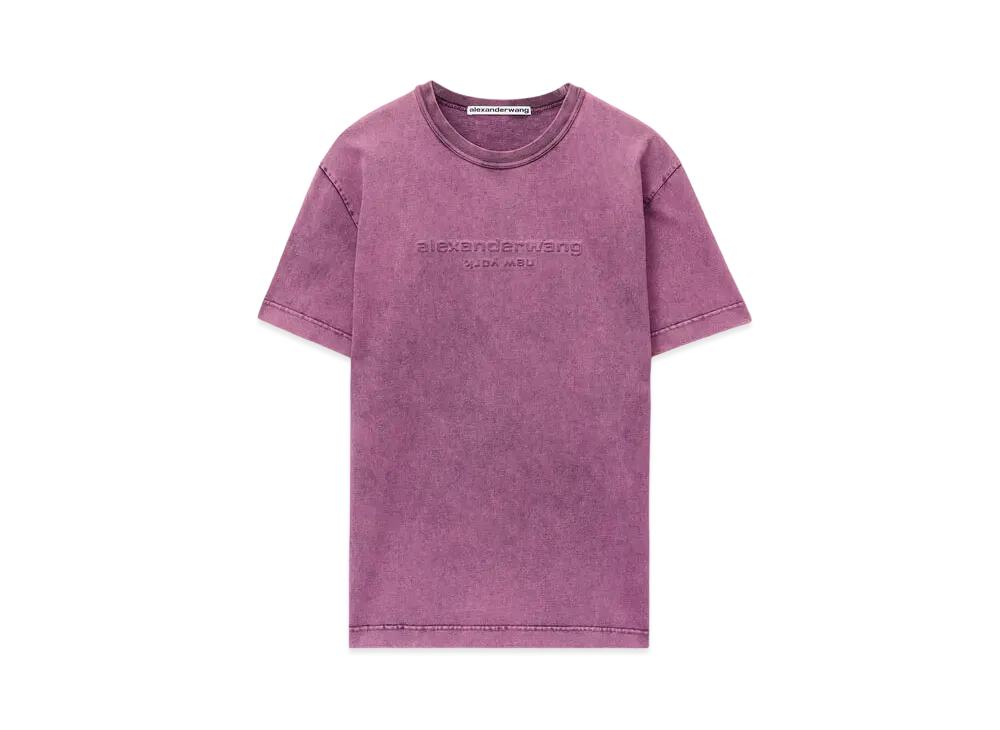Alexander Wang Compact Jersey Emboss Logo T-shirt "Acid Candy Pink"