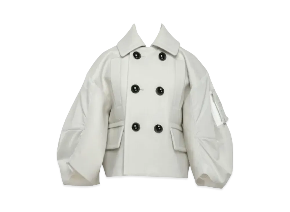 sacai Wool Melton x Nylon Twill Jacket "Ecru/Light Gray"