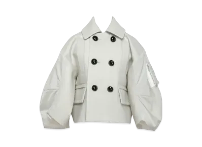 sacai Wool Melton x Nylon Twill Jacket "Ecru/Light Gray"
