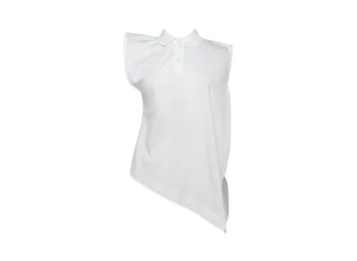 sacai Cotton Poplin x Cotton Jersey Polo T-Shirt "Off White"