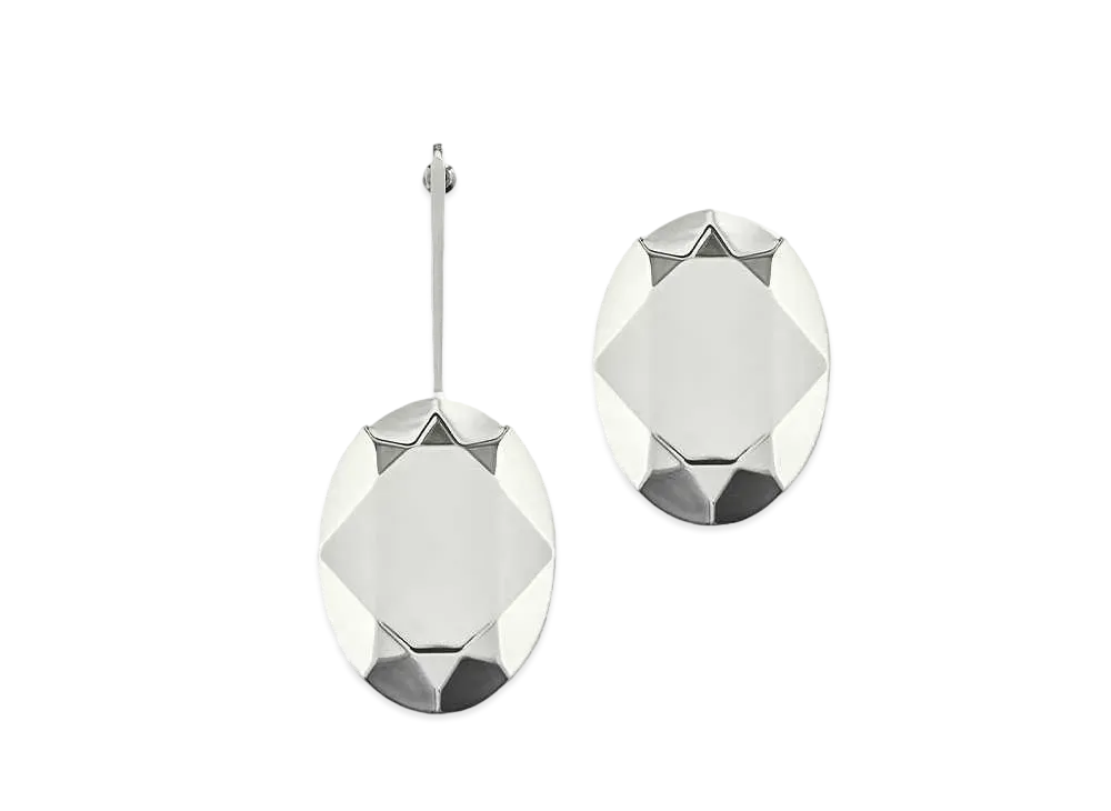 Alexander McQUEEN Asymmetrical Faceted Earrings "Antique Silver"