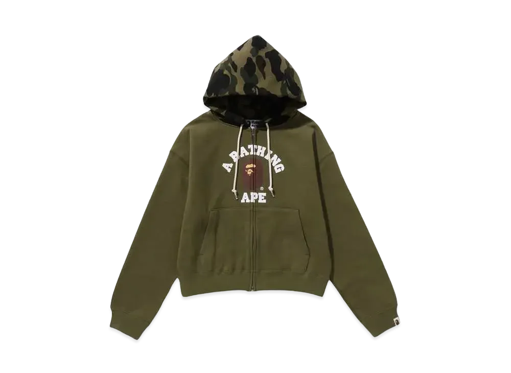 A BATHING APE 1st Camo College Zip Hoodie "Green"