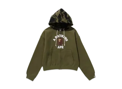 A BATHING APE 1st Camo College Zip Hoodie "Green"