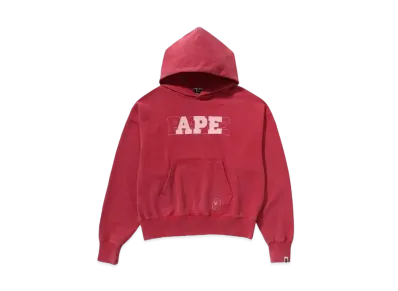 A BATHING APE Pigment Dyed Oversized Pullover Hoodie "Red"