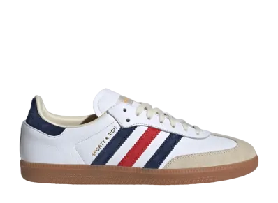 スポーティアンドリッチ × アディダス オリジナルス サンバ OG "クラウドホワイト/ナイトインディゴ/カレッジエイトレッド"
