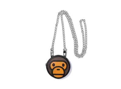 A BATHING APE Milo Face PU Leather Mini Shoulder Bag "Black"