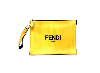 FENDI Pack and Pequin Clutch Bag with Strap "Yellow/Black"